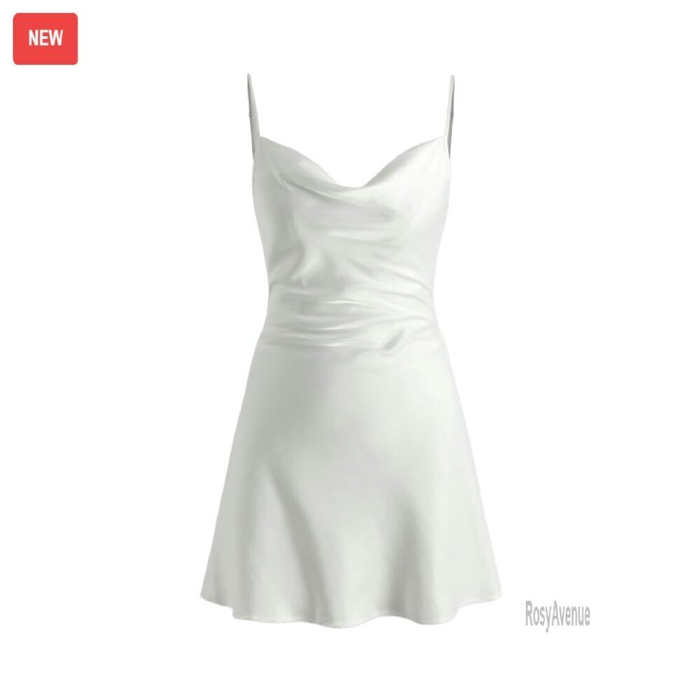 Satin Cowl Neck Mini Dress Wedding Guest Cocktail Summer